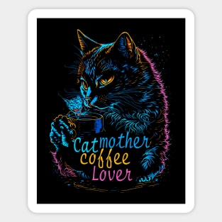 Cat mother coffee lover neon Magnet